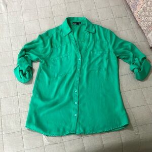 Express Vibrant Green Portofino Down Shirt